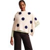 Women's Le Petit Poncho Embroidered Flowers, Oyster/Navy - Cardigans - 1 - thumbnail