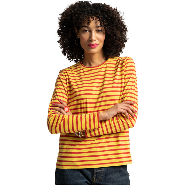 Women's Striped Top, Yellow Thick/Red Thin