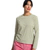 Womne's Striped Top, Oyster Thick/Green Thin - Base Layers - 1 - thumbnail