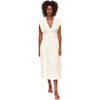 Women's Laguna V-Neck Overlapped Layer Sleeve Midi Dress, Parchment - Dresses - 1 - thumbnail