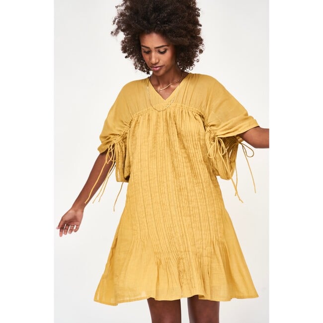 Women's Malta V-Neck Pull String Sleeve Coverup Dress, Gilded - Dresses - 3