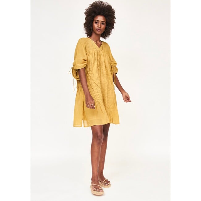 Women's Malta V-Neck Pull String Sleeve Coverup Dress, Gilded - Dresses - 4