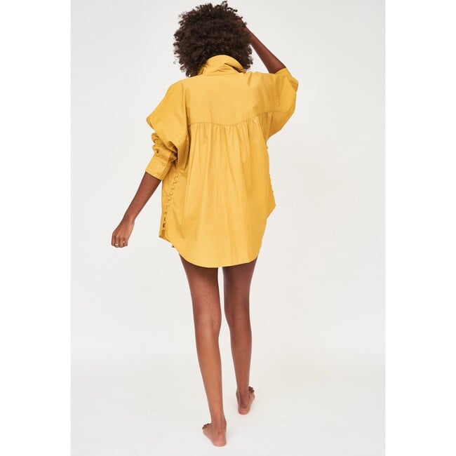 Women's Kyoto Oversized Long Shirt Blouse, Gilded Poplin - Blouses - 2