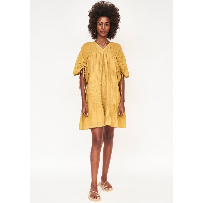 Women's Malta V-Neck Pull String Sleeve Coverup Dress, Gilded - Dresses - 6