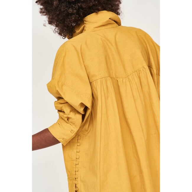 Women's Kyoto Oversized Long Shirt Blouse, Gilded Poplin - Blouses - 3