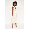 Women's Laguna V-Neck Overlapped Layer Sleeve Midi Dress, Parchment - Dresses - 4