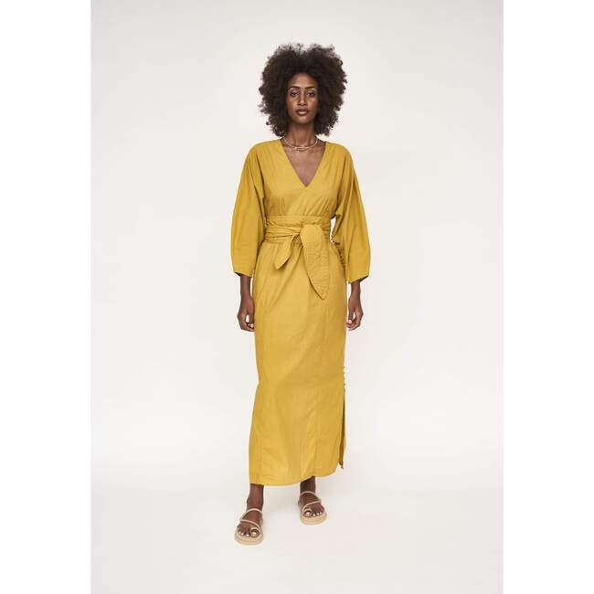 Women's Curacao Deep V-Neck Piped Caftan, Gilded - Dresses - 4