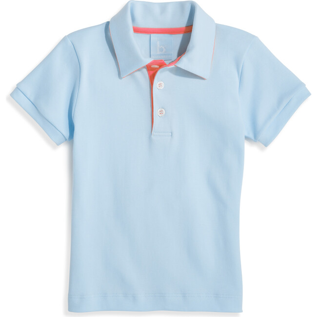 Contrast Trim Pima Polo, Blue with Coral
