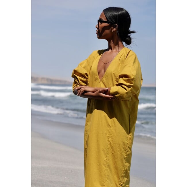 Women's Curacao Deep V-Neck Piped Caftan, Gilded - Dresses - 7