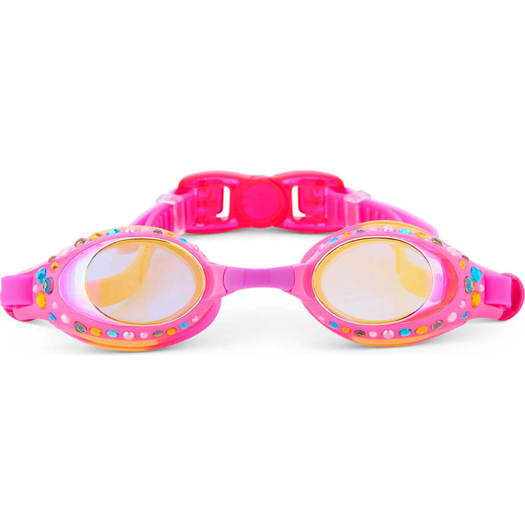 Tropical Tanzanite Rhinestone Youth Swim Goggle, Pink - Swim Goggles - 1