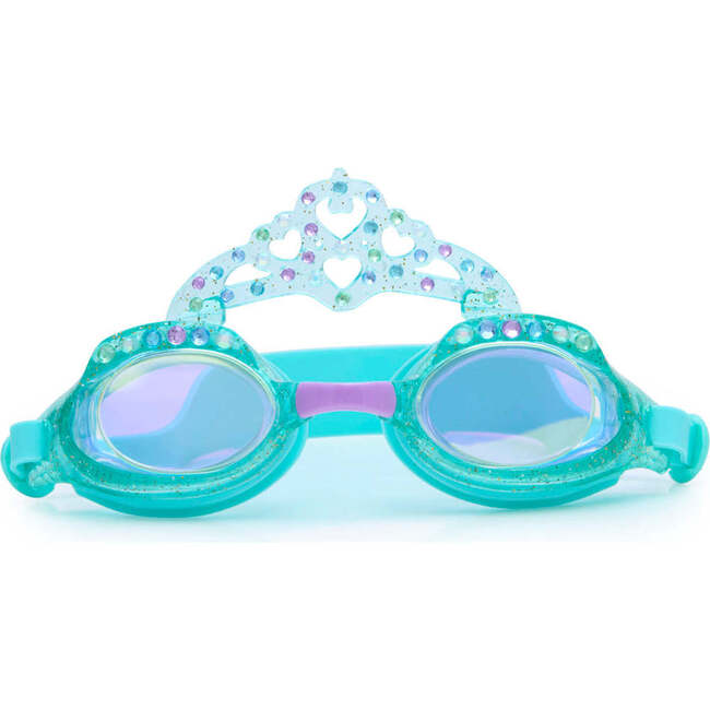 Blue Glitter Princess Crown Youth Swim Goggles, Blue