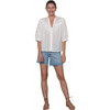 Women's Hattie Buttondown Seersucker Top With Lace Inserts, White - Blouses - 1 - thumbnail