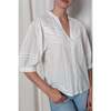 Women's Hattie Buttondown Seersucker Top With Lace Inserts, White - Blouses - 2