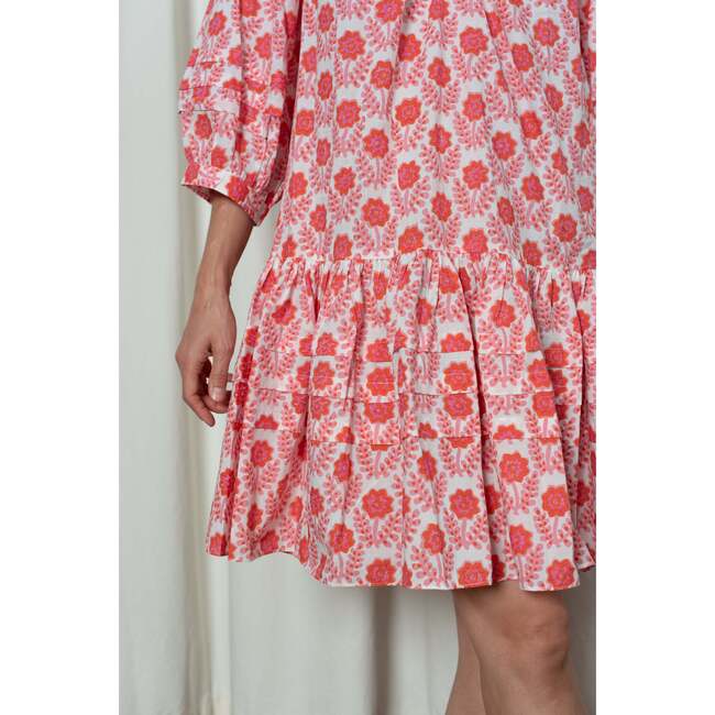 Women's Greta Azalea Floral Print Short Tiered Dress, Red & Pink - Dresses - 2