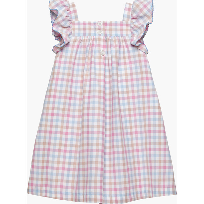 Greta Frilly Gingham Dress, Blue Pink - Dresses - 3