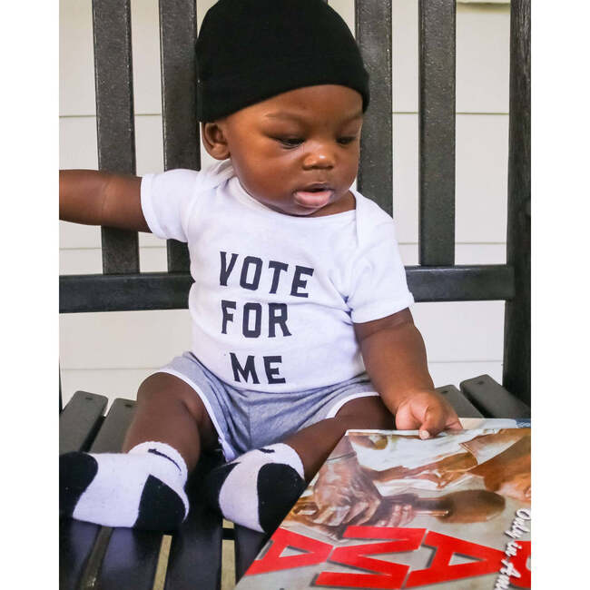 Vote For Me Short Sleeve Bodysuit, White - Onesies - 3