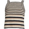 Women's Terra Nautical Stripe Tank, Ivory, Black & Sand - Tank Tops - 1 - thumbnail