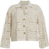 Women's Tasha Grandma Squares Crochet Crop Jacket, Ivory - Jackets - 1 - thumbnail