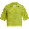 Women's Nina Polo Collar Sweater, Neon Lime - Polo Shirts - 1 - thumbnail