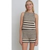 Women's Terra Nautical Stripe Tank, Ivory, Black & Sand - Tank Tops - 3