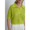 Women's Nina Polo Collar Sweater, Neon Lime - Polo Shirts - 4