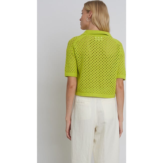 Women's Nina Polo Collar Sweater, Neon Lime - Polo Shirts - 5