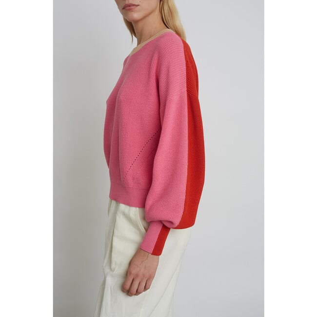 Women's Layla Color-Block Sweater, Taffy Pink, Tomato & Sand Combo - Sweaters - 2