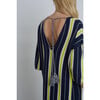 Women's Maya Stripe Braided Tassel Back Tie Tunic Dress, Navy, Ivory & Lime Combo - Dresses - 4