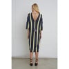 Women's Maya Stripe Braided Tassel Back Tie Tunic Dress, Navy, Ivory & Lime Combo - Dresses - 5