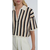 Women's Lila Crochet Vertical Stripe Shirt, Ivory, Black & Sand Combo - Shirts - 5