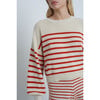 Women's Layla Blouson Sleeve Stripe Sweater, Ivory & Tomato - Sweaters - 4