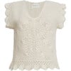 Women's Elsa All-Over Crochet Chevron Lace Top, Ivory - Shirts - 1 - thumbnail