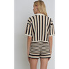 Women's Lila Crochet Vertical Stripe Shirt, Ivory, Black & Sand Combo - Shirts - 6