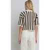 Women's Lila Crochet Vertical Stripe Shirt, Ivory, Black & Sand Combo - Shirts - 7