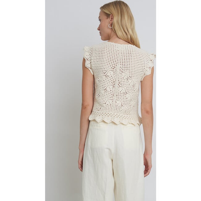 Women's Elsa All-Over Crochet Chevron Lace Top, Ivory - Shirts - 5