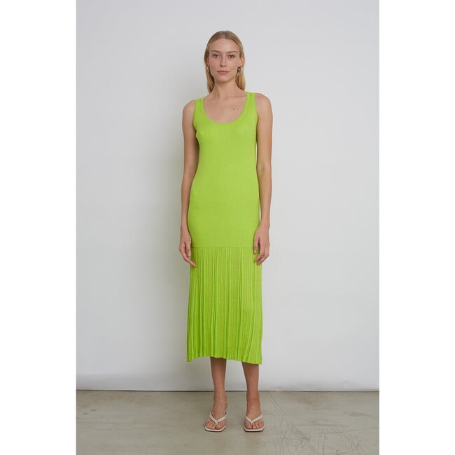 Women's Angelina Slim-Rib Tank Dress, Neon Lime - Dresses - 2