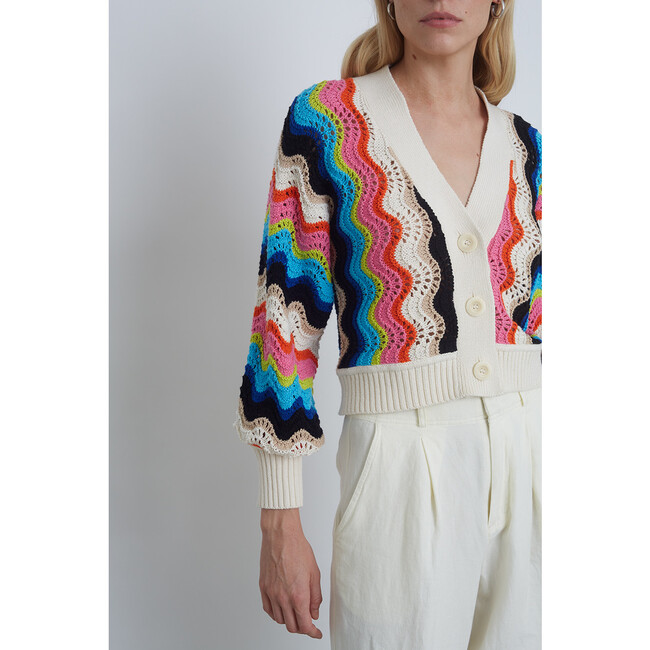 Women's Luna Vertical Chevron Stitch Cardigan, Multicolors - Cardigans - 4