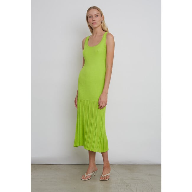 Women's Angelina Slim-Rib Tank Dress, Neon Lime - Dresses - 3