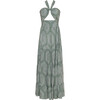 Women's Front Cut-Out Smocked Back Adjustable Neck String Maxi Dress, Sage & White - Dresses - 1 - thumbnail