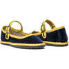 Velvet Contrast Mary Janes, Navy and Marygold - Mary Janes - 2