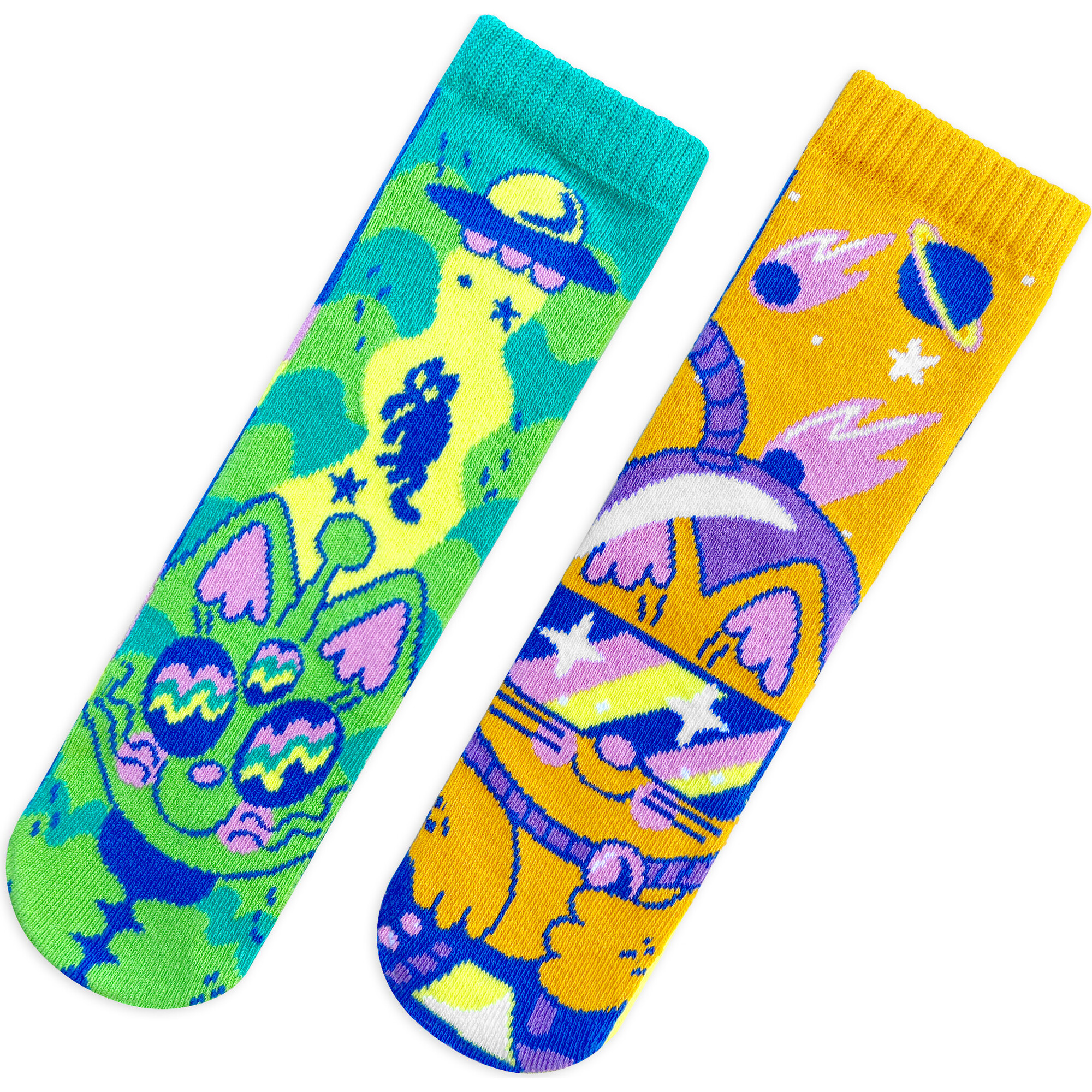 Lunar & Tick Space Themed Mismatched Cats Socks - Socks - 1