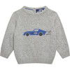 Little Sebastian Car Sweater, Grey Marl - Sweaters - 1 - thumbnail