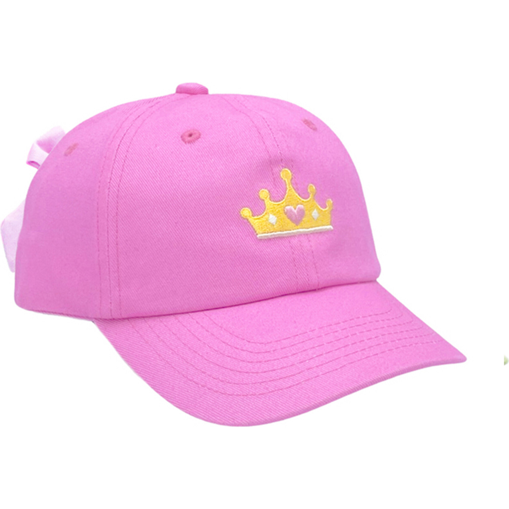 Princess Crown Bow Baseball Hat, Magenta - Bits & Bows Hats