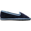 Velvet Contrast Slip Ons, Navy - Slip Ons - 1 - thumbnail