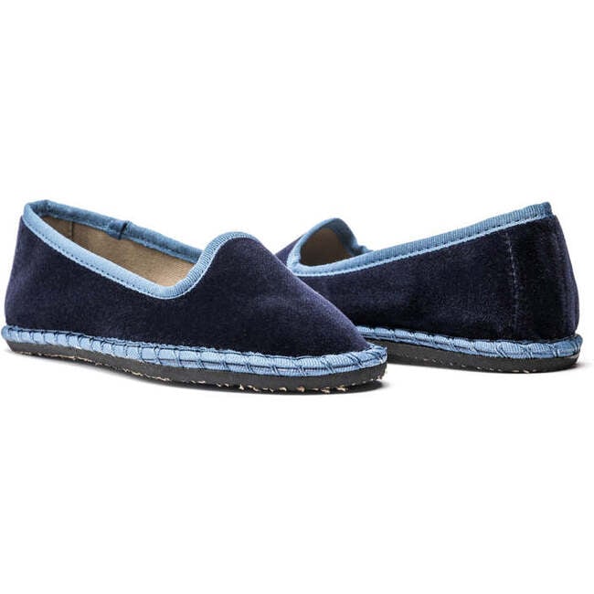 Velvet Contrast Slip Ons, Navy - Slip Ons - 2