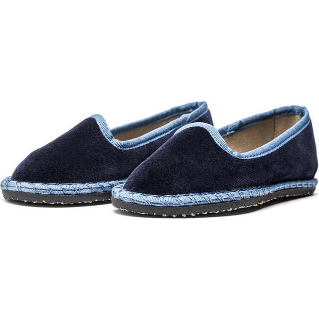 Velvet Contrast Slip Ons, Navy - Slip Ons - 3