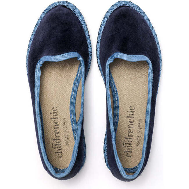 Velvet Contrast Slip Ons, Navy - Slip Ons - 4