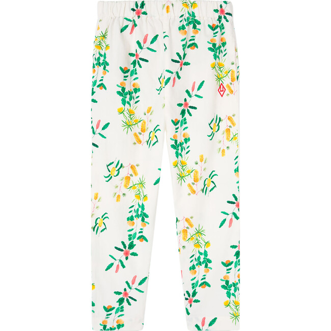 Elephant Flowers Kids Relaxed Fit Pants, White