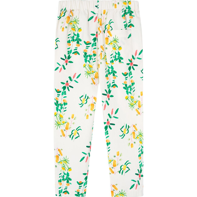 Elephant Flowers Kids Relaxed Fit Pants, White - Pants - 2