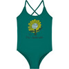 Octopus Flowers Kids Swimsuit Deep, Green - Blouses - 1 - thumbnail